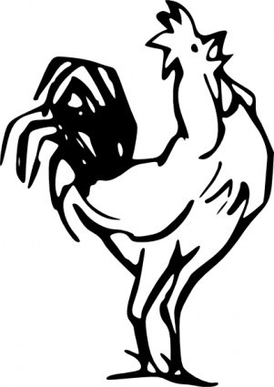 Rooster crowing clip art vector graphics 2