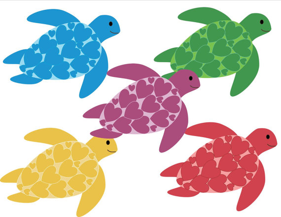 Sea turtles and candy hearts turtle exploration clipart