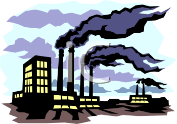 Black smokeing from a factory free clipart picture