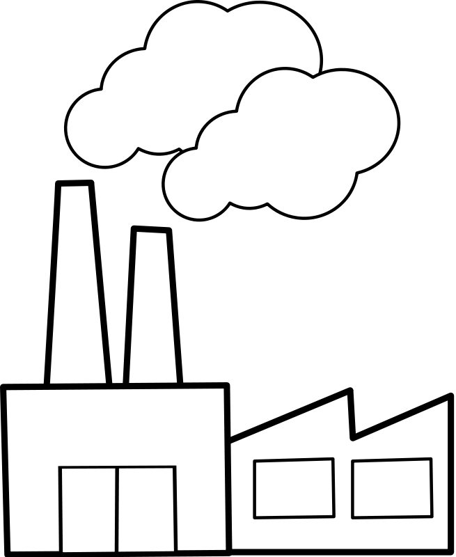 Factory building with smoke stacks clipar clip art library