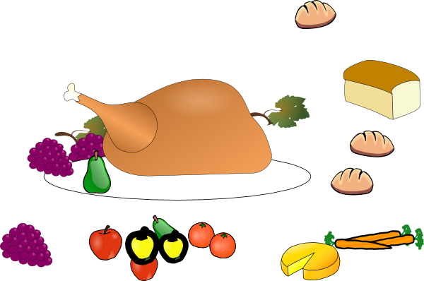 Dinner thanksgiving table with food clipart