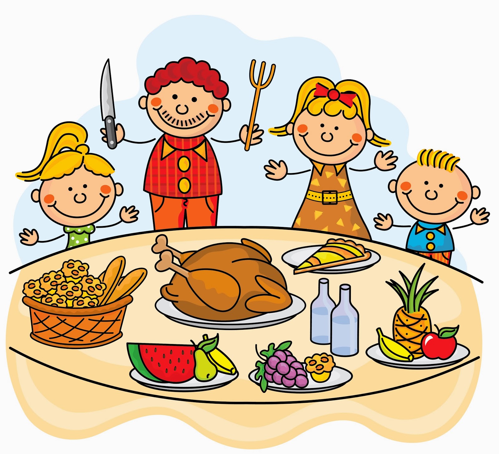 Family at thanksgiving dinner clipart clipartxtras