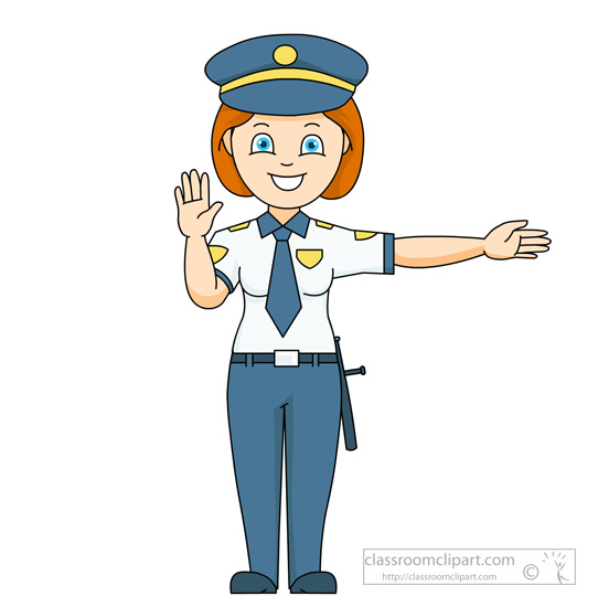 Safety clipart female police officer directing traffic