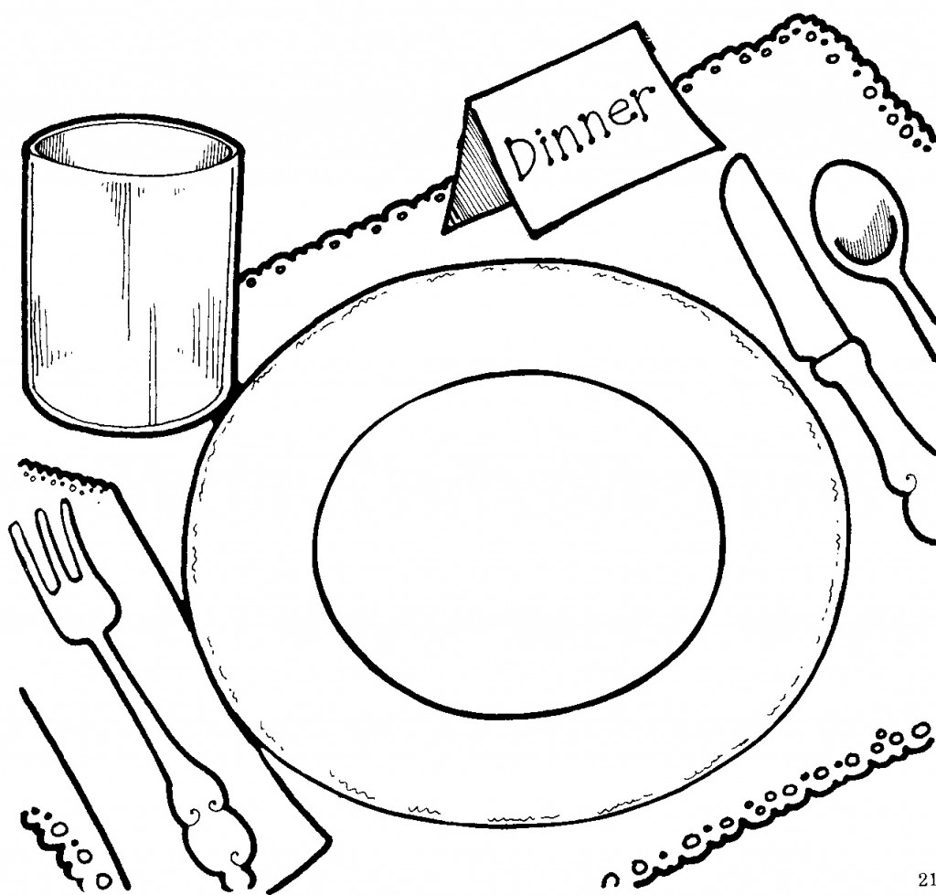 Thanksgiving dinner clipart black and white clip art