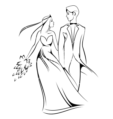 Cartoon bride and groom vector by seamartini image clip art clip