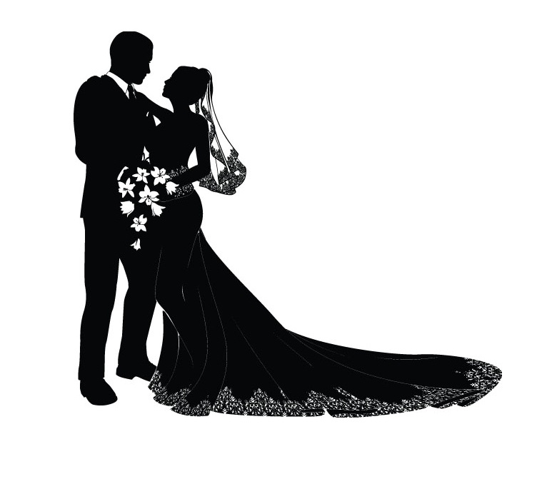 Ceremony clipart bride and groom silhouette pencil inlor