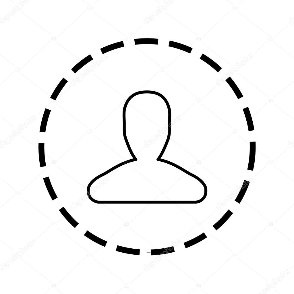 Person outline icon outline within a dotted circle person stock vector