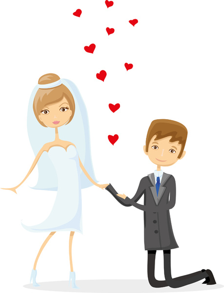 Romantic bride and groom design vector free in adobe clip art