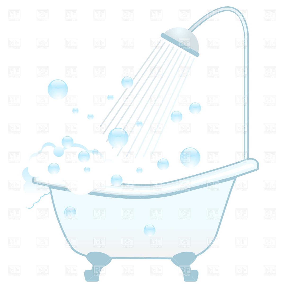 Bathtub shower and foam free vector clip art image