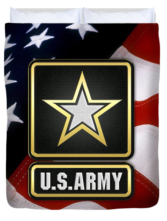 Army logo over american flag duvetver for sale by serge jpg