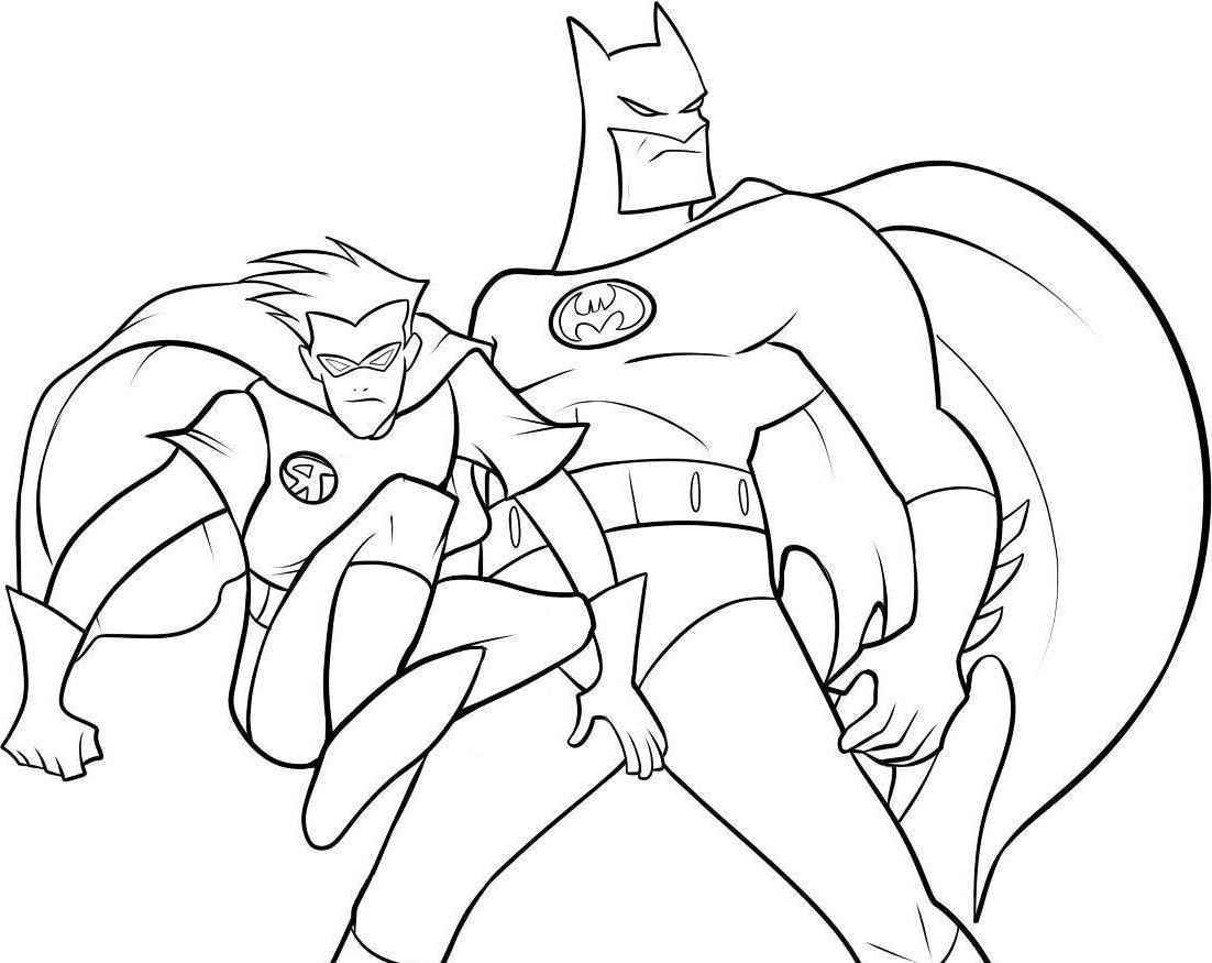batman coloring pages Batman and robin in action freeloring page kids jpg