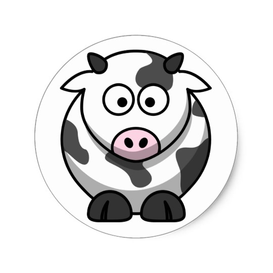 cartoon cow Cartoonw sticker round jpg
