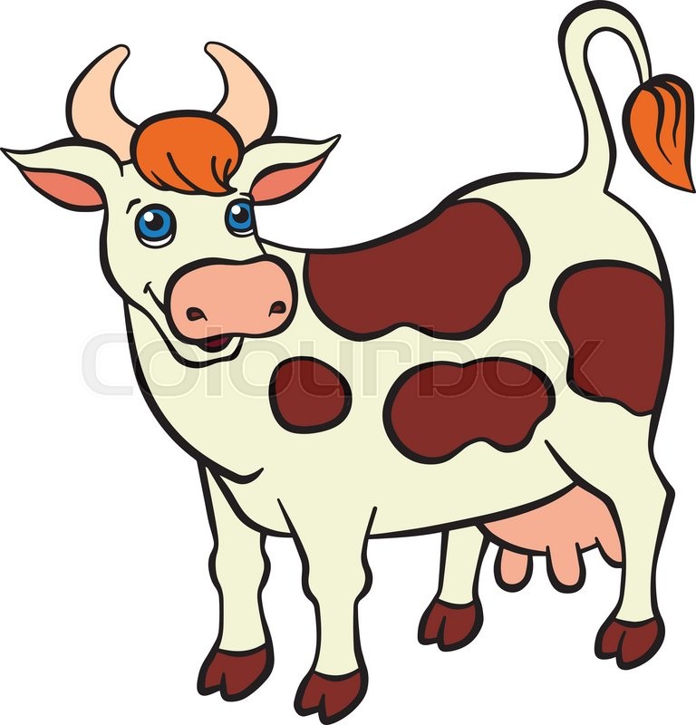 cartoon cow Cartoon farm animals for kids cutew stands and smiles stock jpg