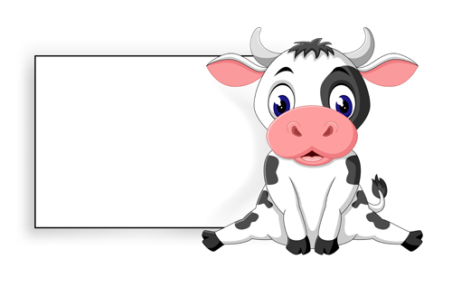 cartoon cow Cartoonw with blank paper vector vector animal jpg