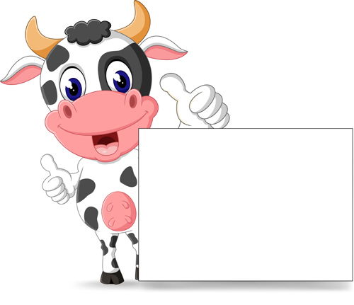 cartoon cow Cartoonw with blank paper vector vector animal jpg 2