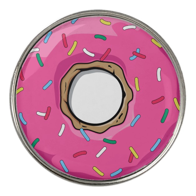 Pink cartoon donut with sprinkles golf ball marker jpg