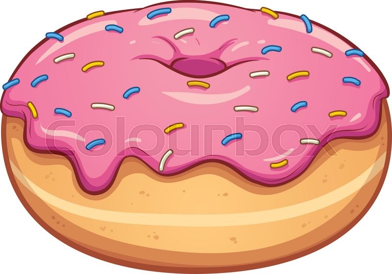 Pink cartoon donut vector clip art illustration with simple jpg