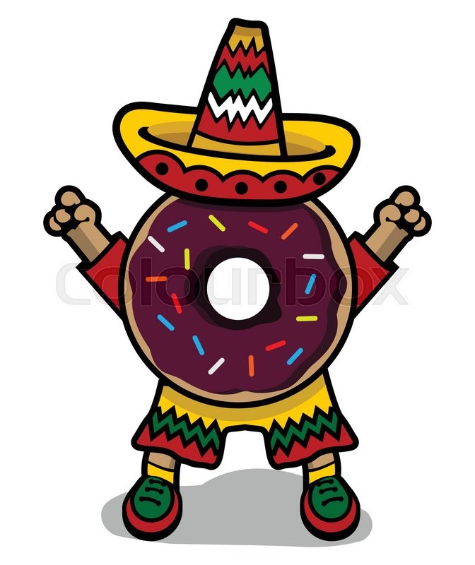 cartoon donut Cartoon mexican donut with sombrero stock vector lour jpg