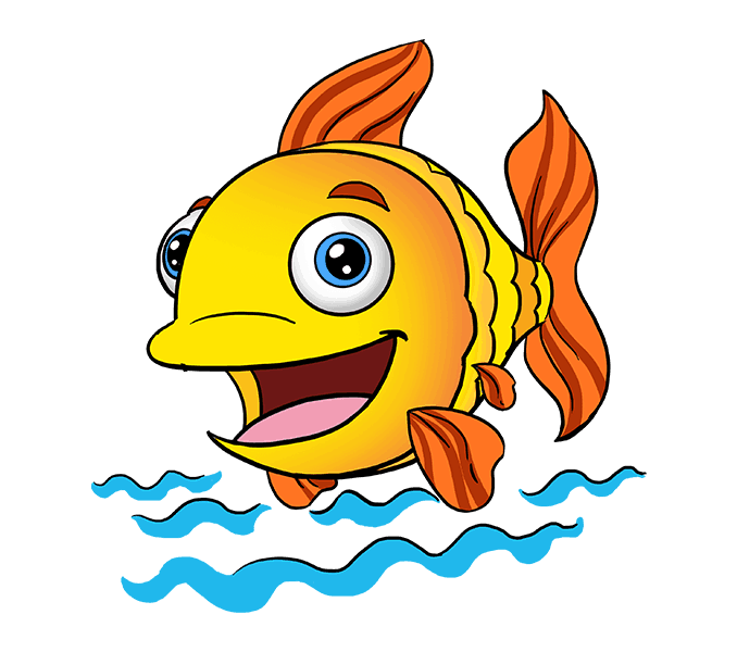 How to draw a cartoon fish in few easy st drawing guides png