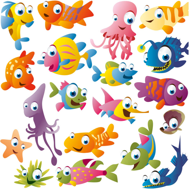 Funny cartoon fish vector free for download and ready print jpg