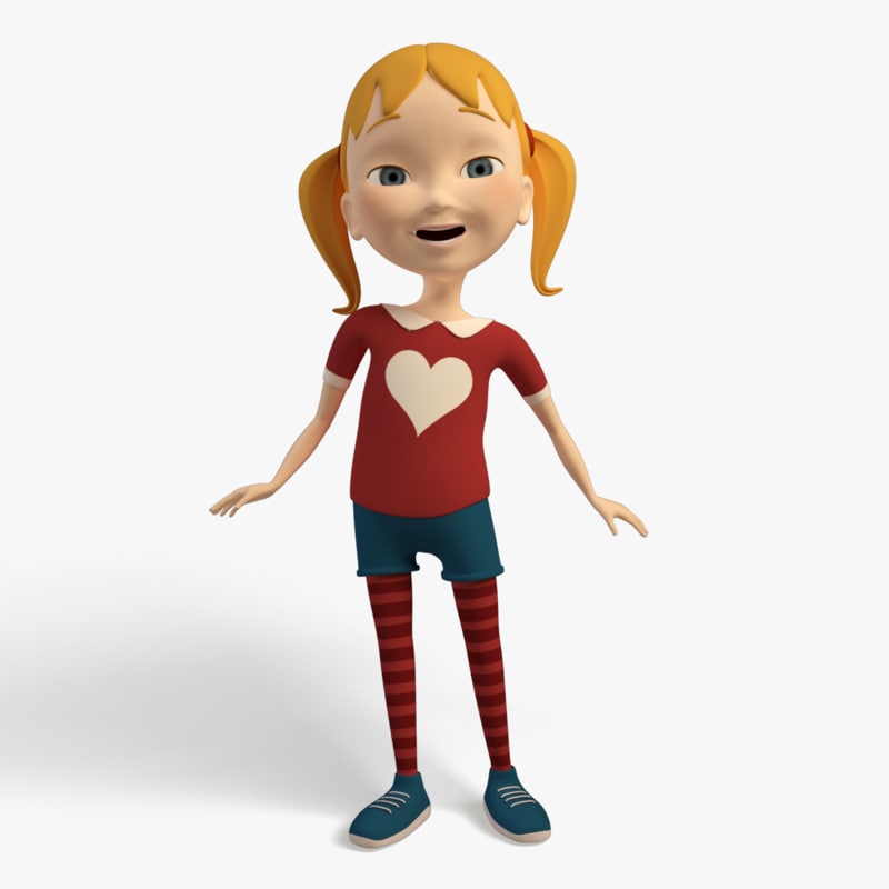 Cartoon girl 3d models for download turbosquid jpg