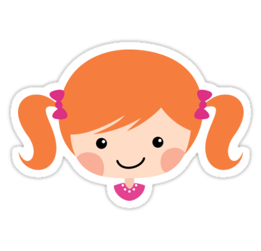 Cute cartoon girl with red hair tied in pigtails sticker stickers png