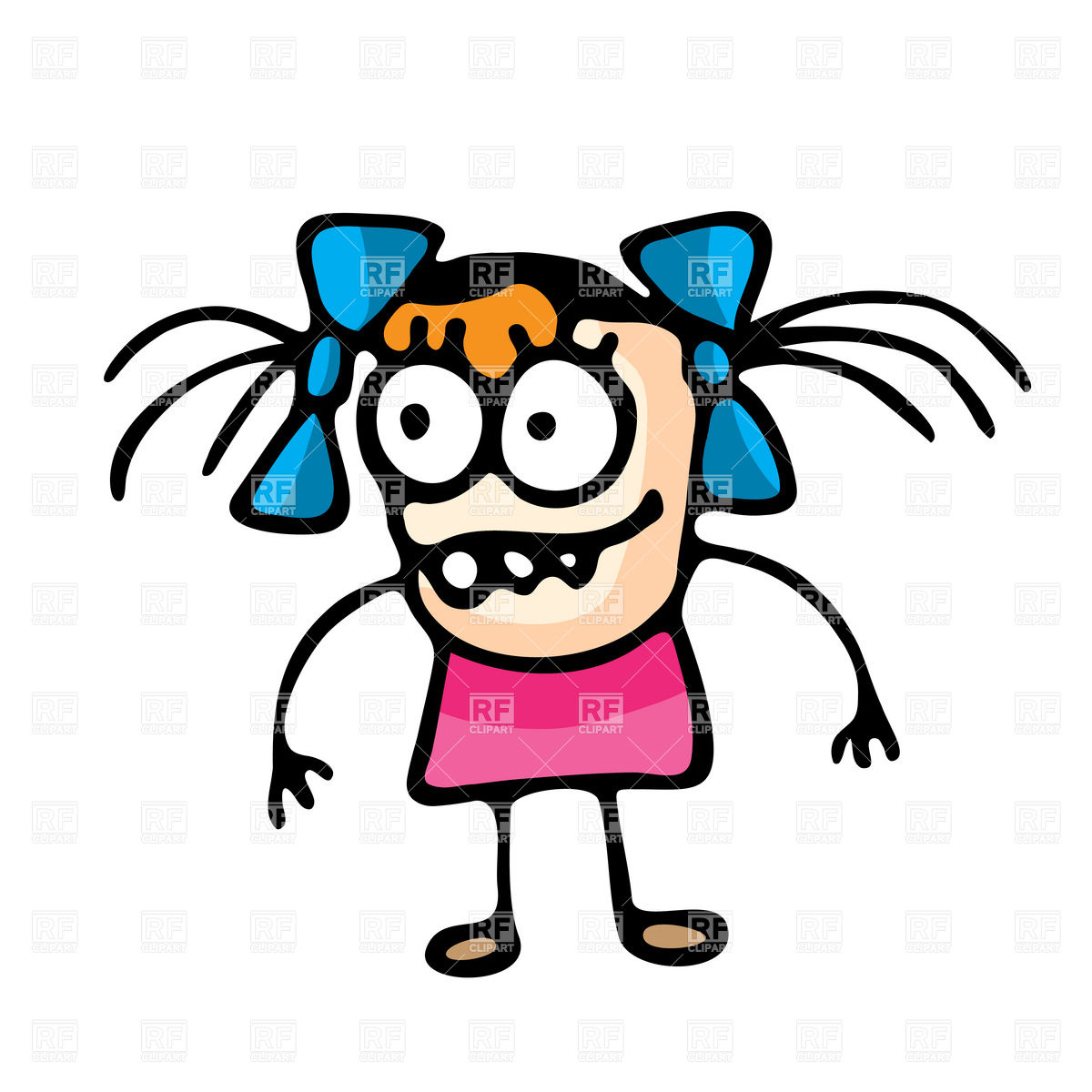 Funny cartoon girl with pigtails free vector clip art jpg