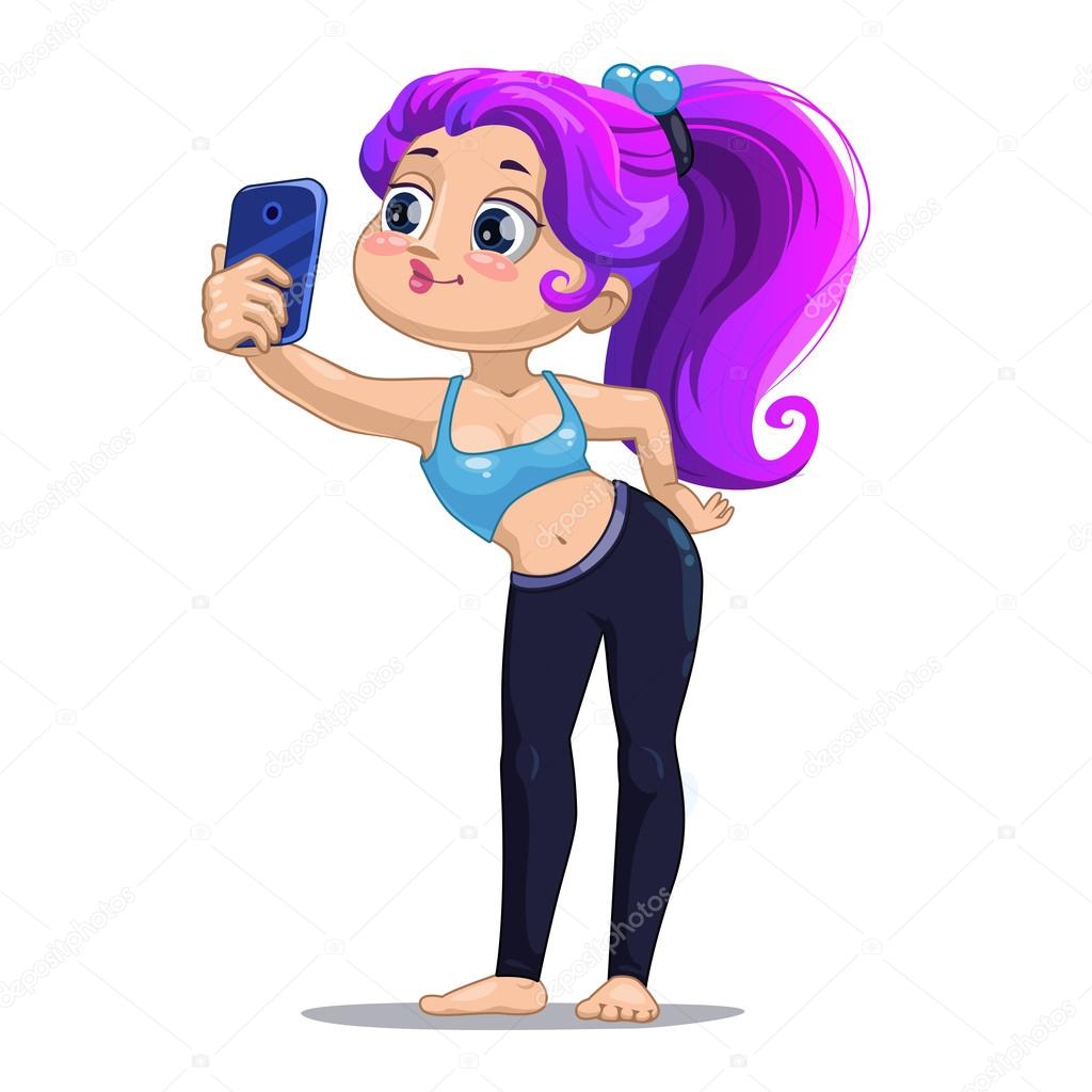 cartoon girl Selfie girl stock vectors free illustrations jpg