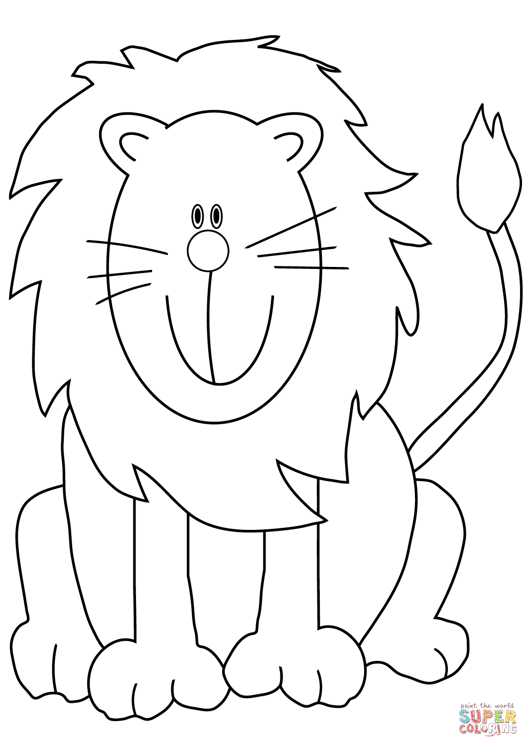 Lovely cartoon lionloring page free printableloring pages png