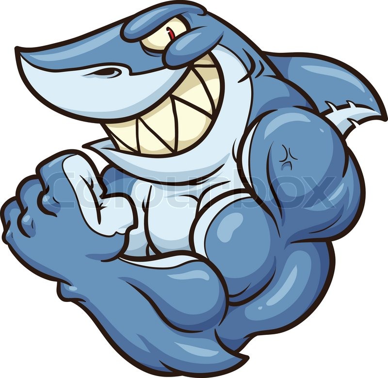 Cartoon shark mascot vector clip art illustration with simple jpg