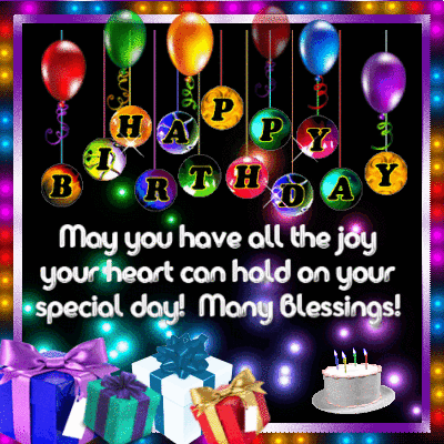 Happy birthday and many blessings free ecards gif
