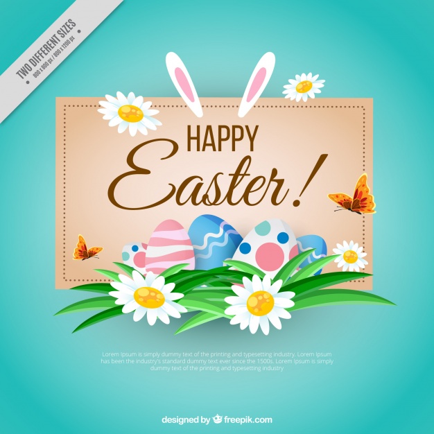 Happy easter background with floral details vector free download jpg