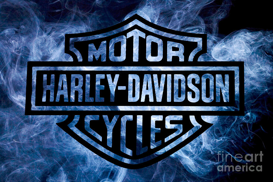 Harley davidson logo blue digital art by randy steele jpg