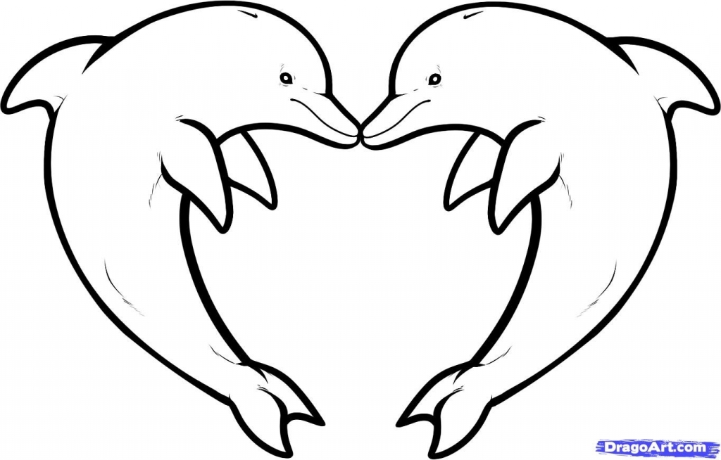 Love heart drawings how to draw dolphins dolphin step jpg