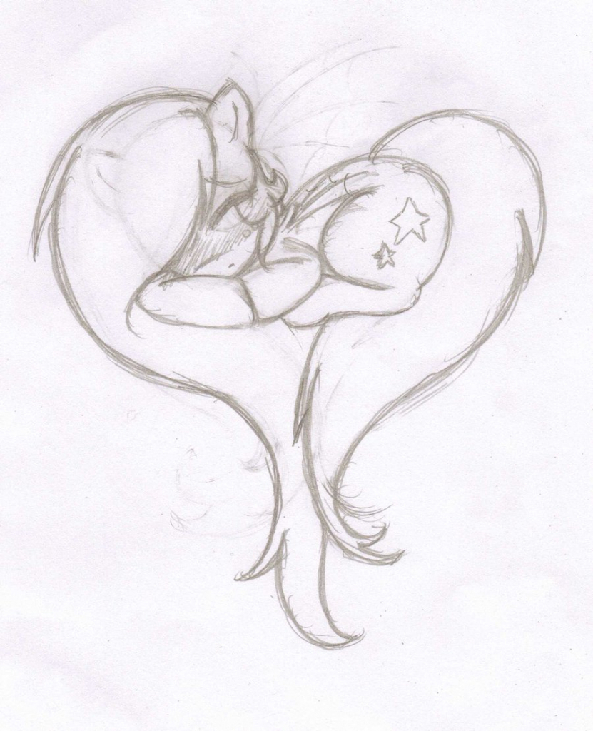 Broken heart drawings in pencil with rose jpg