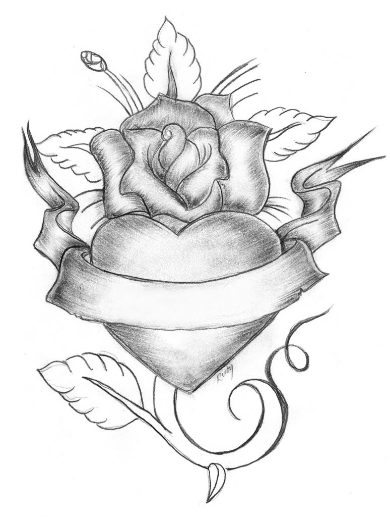 Flowers and heart drawings flower drawing knife jpg