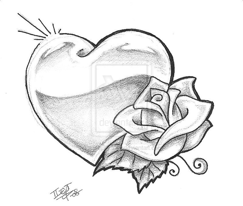 heart drawing Heart and roses tattoo drawings heart tattoos tim jpg
