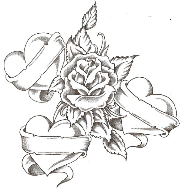 Heart and rose drawings in pencil free download clip art jpg 2