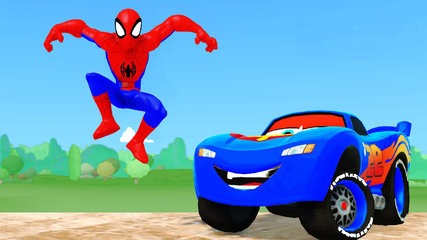 Color sports cars with spiderman cartoon for kids and nursery jpg