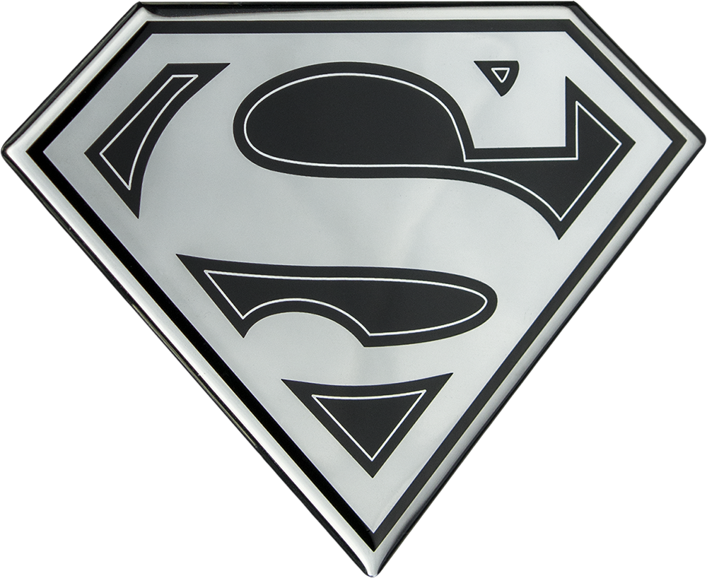 Superman logo black and chrome lensed fan emblem by png