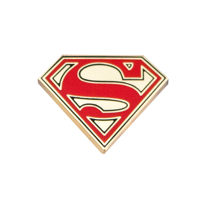 Superman logo gold lapel pin jpg