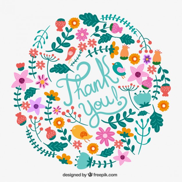 Floral thank you card vector free download jpg