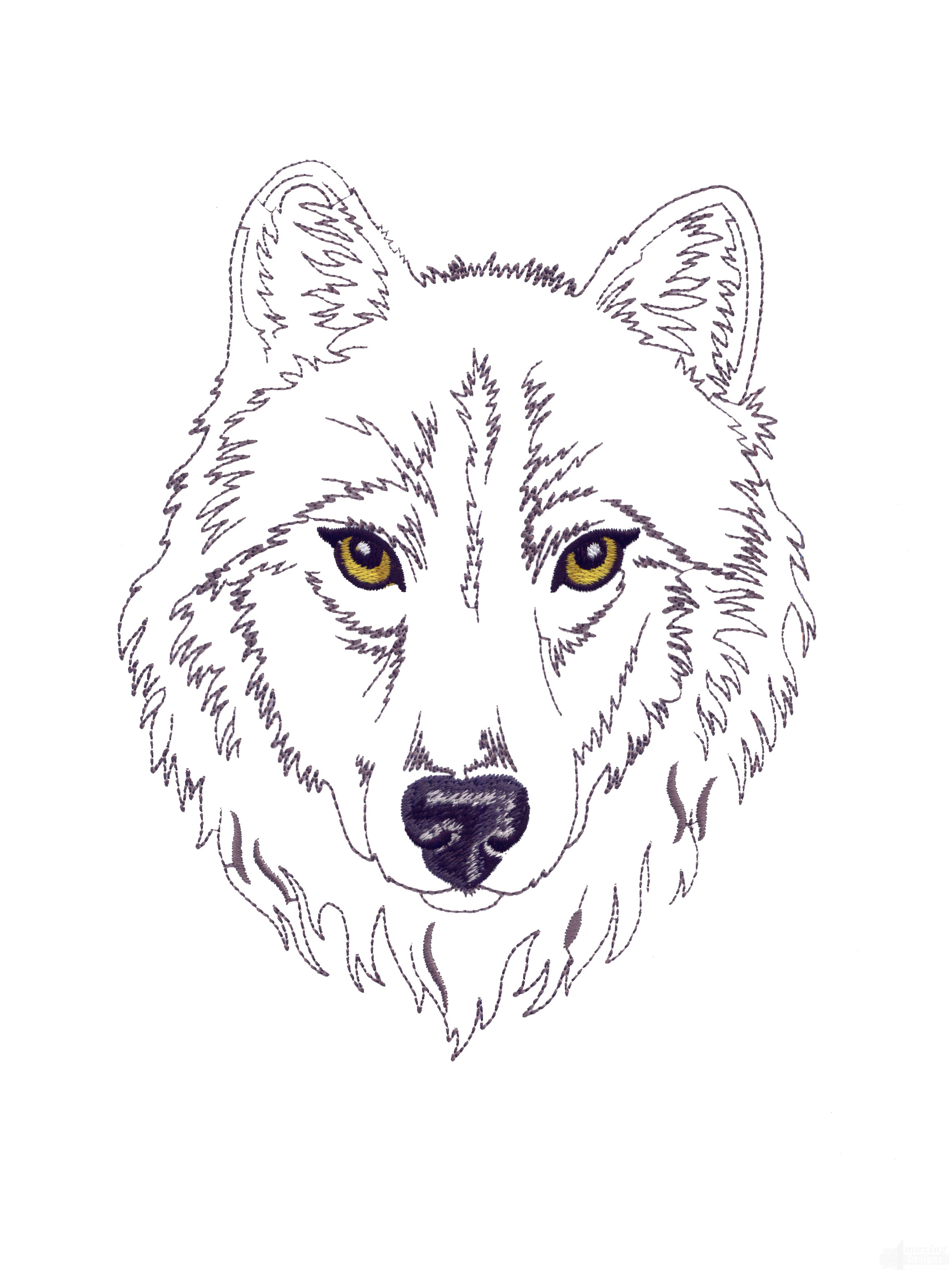 wolf outline Outline wolf embroidery design jpg